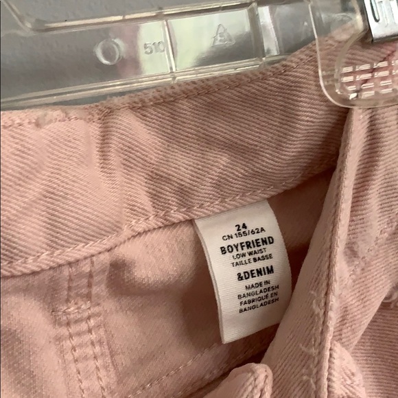 H&M pink jeans size 24 boyfriend low waist - Picture 2 of 4